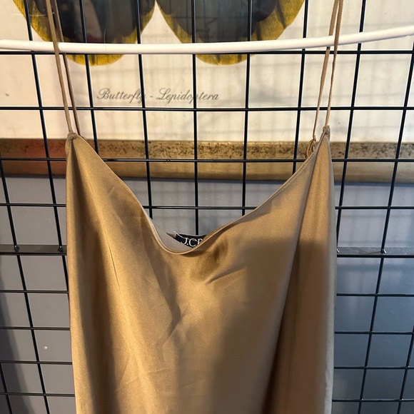 J. Crew Tan Slip Midi Dress for Cocktail Nights  Camel luster charmeuse gwyneth - Picture 7 of 12